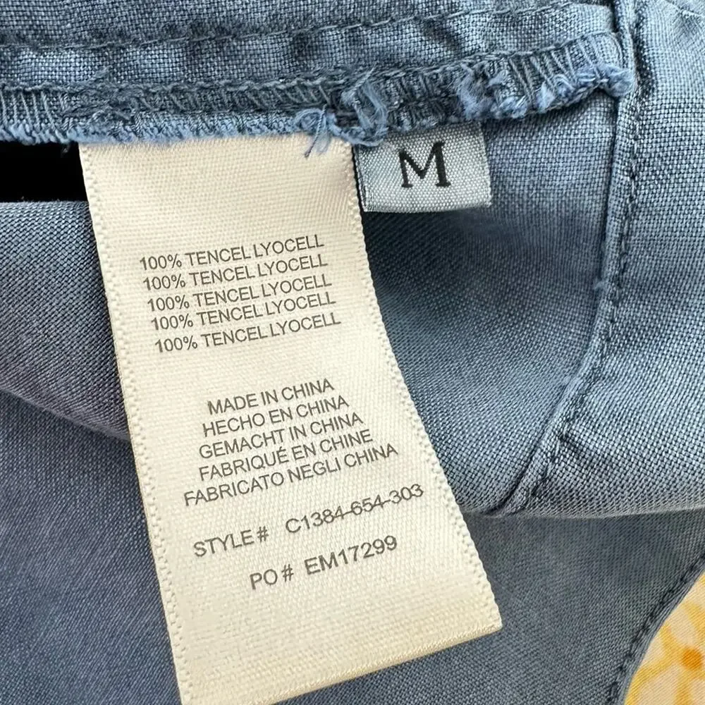 Cloth & Stone Farryn Laced Back Chambray Denim Tencel Shirt Dress Size Medium